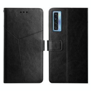 For TCL 20S Y Stitching Horizontal Flip Leather Phone Case(Black) (OEM)