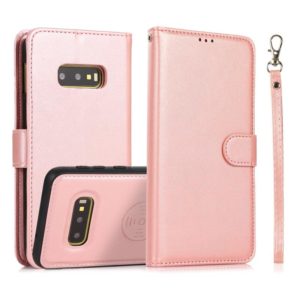 For Samsung Galaxy S10e Calf Texture 2 in 1 Detachable Magnetic Back Cover Horizontal Flip Leather Case with Holder & Card Slots & Wallet & Photo Frame(Rose Gold) (OEM)