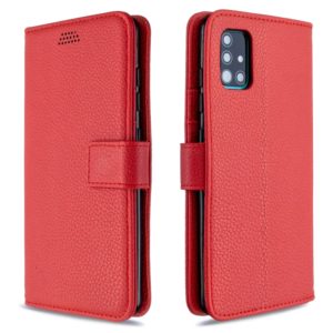 For Galaxy A51 Litchi Texture Horizontal Flip Leather Case with Holder & Card Slots & Wallet & Photo Frame(Red) (OEM)