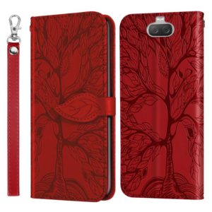 For Sony Xperia 8 Life of Tree Embossing Pattern Horizontal Flip Leather Case with Holder & Card Slot & Wallet & Photo Frame & Lanyard(Red) (OEM)