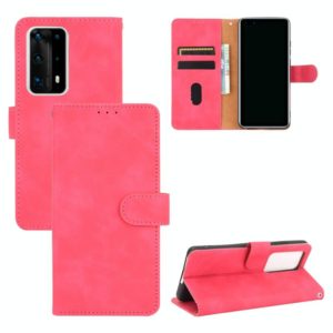 For Huawei P40 Pro+ Solid Color Skin Feel Magnetic Buckle Horizontal Flip Calf Texture PU Leather Case with Holder & Card Slots & Wallet(Rose Red) (OEM)