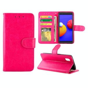 For Galaxy A01 Core/M01 Core Crazy Horse Texture Leather Horizontal Flip Protective Case with Holder & Card Slots & Wallet & Photo Frame(Magenta) (OEM)