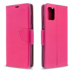 For Galaxy A51 Litchi Texture Pure Color Horizontal Flip PU Leather Case with Holder & Card Slots & Wallet & Lanyard(Rose Red) (OEM)