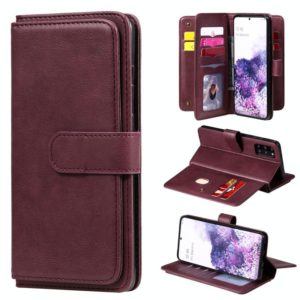 For Samsung Galaxy S20+ 5G Multifunctional Magnetic Copper Buckle Horizontal Flip Solid Color Leather Case with 10 Card Slots & Wallet & Holder & Photo Frame(Wine Red) (OEM)