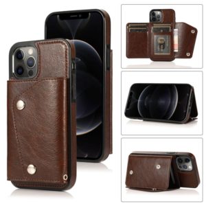 For iPhone 12 / 12 Pro Shockproof PU + TPU Leather Case with Card Slots & Holder & Photo Frame & Wallet & Lanyard(Brown) (OEM)