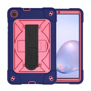 For Samsung Galaxy Tab A8.4 (2020) T307 Contrast Color Robot Shockproof Silicon + PC Protective Case with Holder & Pen Slot(Navy Rose Red) (OEM)