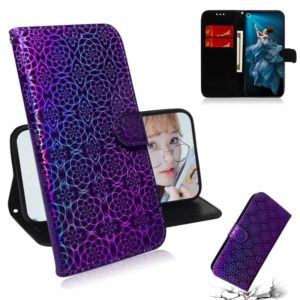 For Huawei Honor 20 Solid Color Colorful Magnetic Buckle Horizontal Flip PU Leather Case with Holder & Card Slots & Wallet & Lanyard(Purple) (OEM)