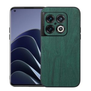 For OnePlus 10 Pro 5G Wood Texture PU Phone Case(Green) (OEM)