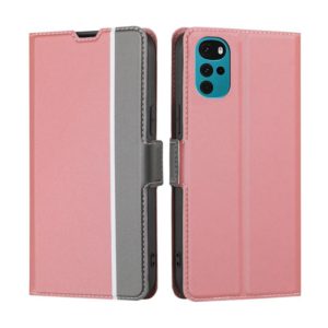 For Motorola Moto G22 Twill Texture Side Button Leather Phone Case(Pink) (OEM)