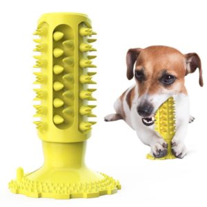 Suction Cup Sounding Dog Toy Bite Resistant Molar Stick Dog Toothbrush Pet Supplies(Yellow) (OEM)