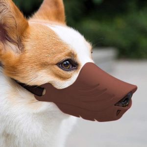 Dog Muzzle Cover Tedike Fund Fur Dog Muzzle Cover Anti-Bite Mouth Cover Silicone Supplies, Specification: M(Brown) (OEM)