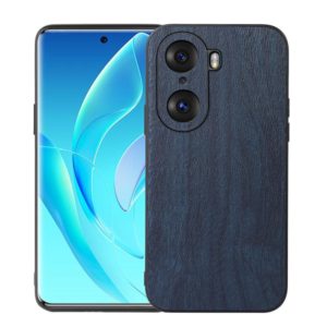 For Honor 60 Pro Wood Texture PU Phone Case(Blue) (OEM)