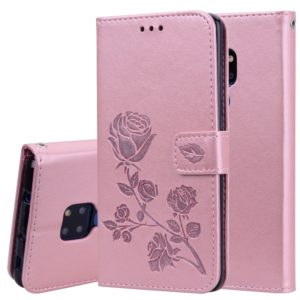 Rose Embossed Horizontal Flip PU Leather Case for Huawei Mate 20, with Holder & Card Slots & Wallet (Rose Gold) (OEM)