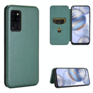 For Oukitel C21 Carbon Fiber Texture Horizontal Flip TPU + PC + PU Leather Case with Card Slot(Green) (OEM)