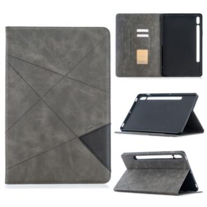 For Samsung Galaxy Tab S8 / Galaxy Tab S7 T870 Rhombus Texture Horizontal Flip Magnetic Leather Case with Holder & Card Slots(Grey) (OEM)