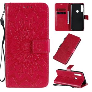 For Motorola Moto G Power Embossed Sunflower Pattern Horizontal Flip PU Leather Case with Holder & Card Slots & Wallet & Lanyard(Red) (OEM)