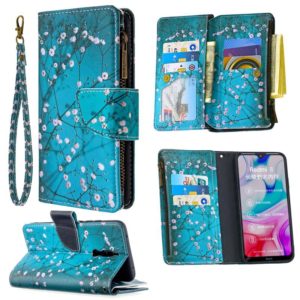 For Xiaomi Redmi 8 Colored Drawing Pattern Zipper Horizontal Flip Leather Case with Holder & Card Slots & Wallet(Plum Blossom) (OEM)
