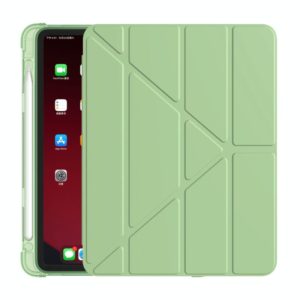 Multi-folding Surface PU Leather Matte Anti-drop Protective TPU Case with Pen Slot for iPad Air 2022 / 2020 10.9(Light Green) (OEM)