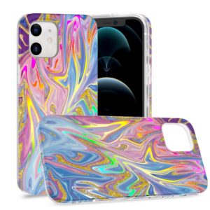For iPhone 12 mini Laser Glitter Watercolor Pattern Shockproof Protective Case (FD1) (OEM)