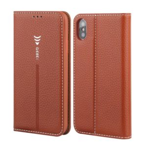 For iPhone XS Max GEBEI PU+TPU Horizontal Flip Protective Case with Holder & Card Slots(Brown) (GEBEI) (OEM)