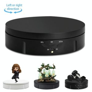 14.6cm USB Electric Rotating Turntable Display Stand Video Shooting Props Turntable for Photography, Load: 10kg(Black) (OEM)