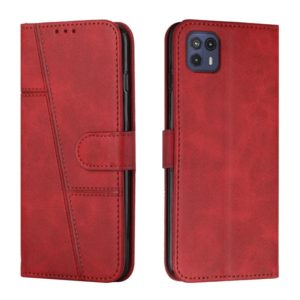 For Motorola Moto G50 5G Stitching Calf Texture Buckle Leather Phone Case(Red) (OEM)