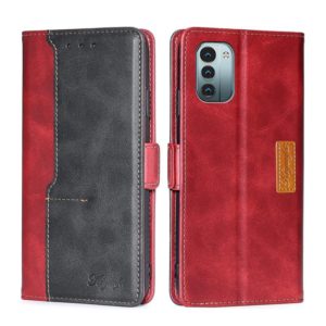 For Nokia G21/G11 Contrast Color Side Buckle Leather Phone Case(Red + Black) (OEM)