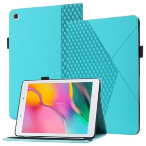 For Samsung Tab A 8.0 2019 T290/T295/T297 Rhombus Skin Feel Horizontal Flip Tablet Leather Case with Card Slots & Holder(Lake Blue) (OEM)