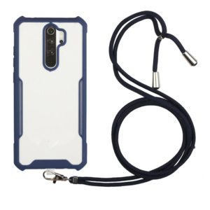 For Xiaomi Redmi 9 / 9 Prime Acrylic + Color TPU Shockproof Case with Neck Lanyard(Dark Blue) (OEM)