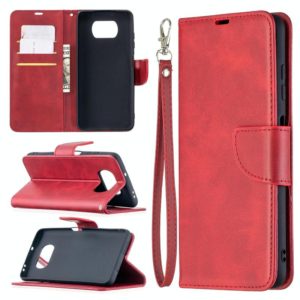 For Xiaomi Poco X3 Retro Lambskin Texture Pure Color Horizontal Flip PU Leather Case with Holder & Card Slots & Wallet & Lanyard(Red) (OEM)