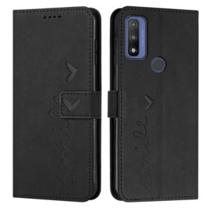 For Motorola G Pure Skin Feel Heart Pattern Leather Phone Case(Black) (OEM)
