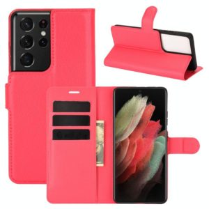 For Samsung Galaxy S21 Ultra 5G Litchi Texture Horizontal Flip Protective Case with Holder & Card Slots & Wallet(Red) (OEM)