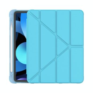 Multi-folding Surface PU Leather Matte Anti-drop Protective TPU Case with Pen Slot for iPad Air 2022 / 2020 10.9(Sky Blue) (OEM)