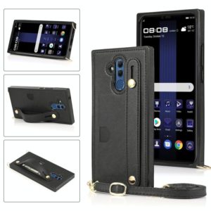 For Huawei Mate 20 Lite Wrist Strap PU+TPU Shockproof Protective Case with Crossbody Lanyard & Holder & Card Slot(Black) (OEM)