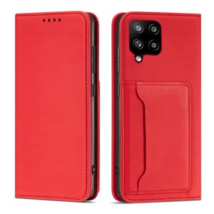 For Samsung Galaxy A22 4G Strong Magnetism Liquid Feel Horizontal Flip Leather Case with Holder & Card Slots & Wallet(Red) (OEM)