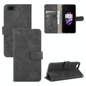 For OnePlus 5 Solid Color Skin Feel Magnetic Buckle Horizontal Flip Calf Texture PU Leather Case with Holder & Card Slots & Wallet(Black) (OEM)