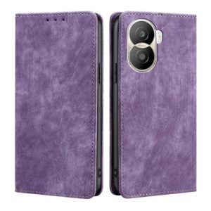 For Honor X40i RFID Anti-theft Brush Magnetic Leather Phone Case(Purple) (OEM)