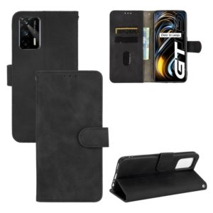 For OPPO Realme GT 5G Solid Color Skin Feel Magnetic Buckle Horizontal Flip PU Leather Case with Holder & Card Slots & Wallet(Black) (OEM)