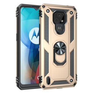 For Motorola Moto E7 Shockproof TPU + PC Protective Case with 360 Degree Rotating Holder(Gold) (OEM)