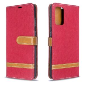 For Galaxy S20 Ultra Color Matching Denim Texture Horizontal Flip PU Leather Case with Holder & Card Slots & Wallet & Lanyard(Red) (OEM)