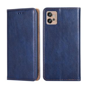 For Motorola Moto G32 4G Gloss Oil Solid Color Magnetic Leather Phone Case(Blue) (OEM)