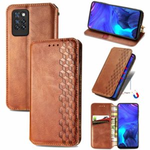 For Infinix Note 10 Pro Cubic Grid Pressed Horizontal Flip Magnetic PU Leather Case with Holder & Card Slots & Wallet(Brown) (OEM)