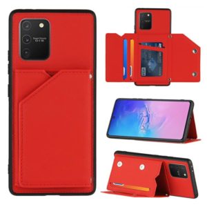 For Samsung Galaxy M80s & A91 Skin Feel PU + TPU + PC Back Cover Shockproof Case with Card Slots & Holder & Photo Frame(Red) (OEM)