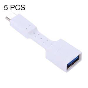 5 PCS USB-C / Type-C Male to USB 3.0 Female OTG Adapter (White) (OEM)