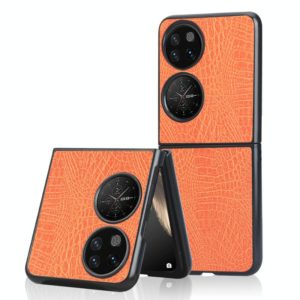 For Huawei P50 Pocket Crocodile Texture Folding Phone Case(Orange) (OEM)