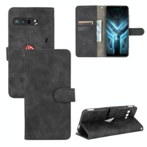 For ASUS ROG Phone 3 ZS661KS Solid Color Skin Feel Magnetic Buckle Horizontal Flip Calf Texture PU Leather Case with Holder & Card Slots & Wallet(Black) (OEM)