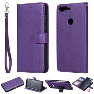 For Huawei Y7 Pro / Honor 7C Solid Color Horizontal Flip Protective Case with Holder & Card Slots & Wallet & Photo Frame & Lanyard(Purple) (OEM)