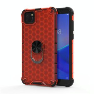 For Huawei Y5p 2020 Shockproof Honeycomb PC + TPU Ring Holder Protection Case(Red) (OEM)