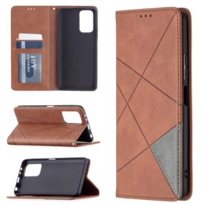 For Xiaomi Redmi Note 10 Pro Rhombus Texture Horizontal Flip Magnetic Leather Case with Holder & Card Slots(Brown) (OEM)