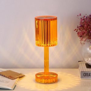USB Charging Touch Diamond Crystal Table Lamp, Specification: USB Charging(Tri-tone Light)(Amber) (OEM)